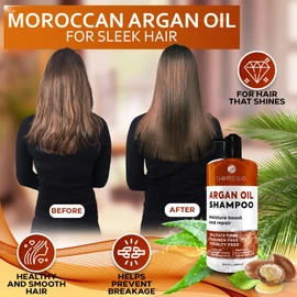 Argan Oil Shampoo - Sulfate Free with No Parabens - Moroccan Botanicals for Women and Men - Professional Moisturizing, Anti Frizz, Hydrating Solution for Dry, Wavy, Curly and Color Treated Hair