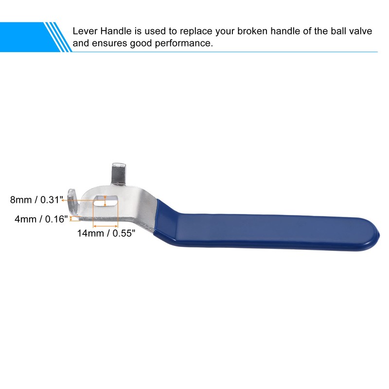 sourcing map Lever Handle Iron Chrome Plated Replacement Quarter Turn