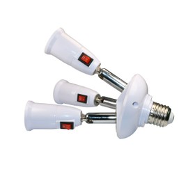 YCSSSD 3 in 1 Light Socket Splitter Adapter, E26/E27 Socket Adapter with Independent Switch Control, 360 Degrees Adjustable 180 Degree Bendable Standard LED Bulbs.