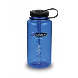Nalgene Tritan Wide Mouth BPA-Free Water Bottle, Blue w/ Black Cap, 32-Ounces