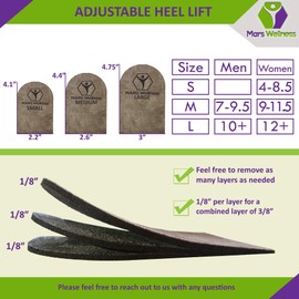 Premium Adjustable Orthopedic Heel Lift - Made in The USA - for Heel Pain and Leg Length Discrepancies - Medium - Pack of 4