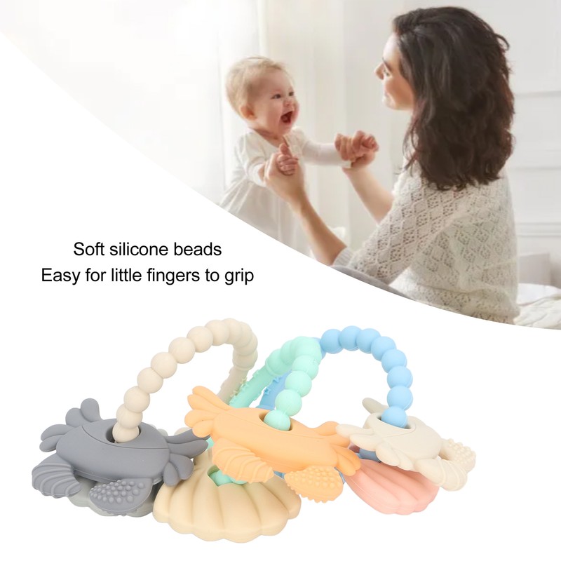 3pcs Silicone Shell Teething Ring Soothes Gum Soreness Crab Shell