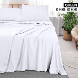 Utopia Bedding Flat Sheet - 1 Pack (Queen, White) - Soft Brushed Microfiber Fabric - Shrinkage & Fade Resistant Top Sheet - Easy Care Bed Sheet