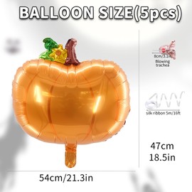 Thanksgiving Pumpkin Balloons Fall Harvest Pumpkin Foil Balloons for Thanksgiving Party Decorations Themed Party Supplies Thanksgiving Party Favors Fall Balloons Party Sets 5PCS