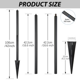 Acuxiaza 2 Pack Ground Stake Mount Stand 42 Inch Heavy Duty Aluminum Trail Camera Stand Ground Mount with 360° Adjustable Angle for Security Cameras Solar Panels Fishing Lignts（Black）