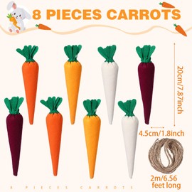 Skylety 8 Pieces Easter Carrots Toy Artificial Fabric Carrot for Bunny Decor Seasonal Vegetables Toy Non Woven Farm Fresh Carrot for Home Kitchen Tiered Tray Party DIY Decorations Supply (Colorful)