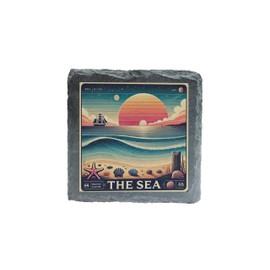 Ocean Sunset Slate Coaster - Nautical Beach Decor for Sea Lovers (slco-ds24-threebodyrg)