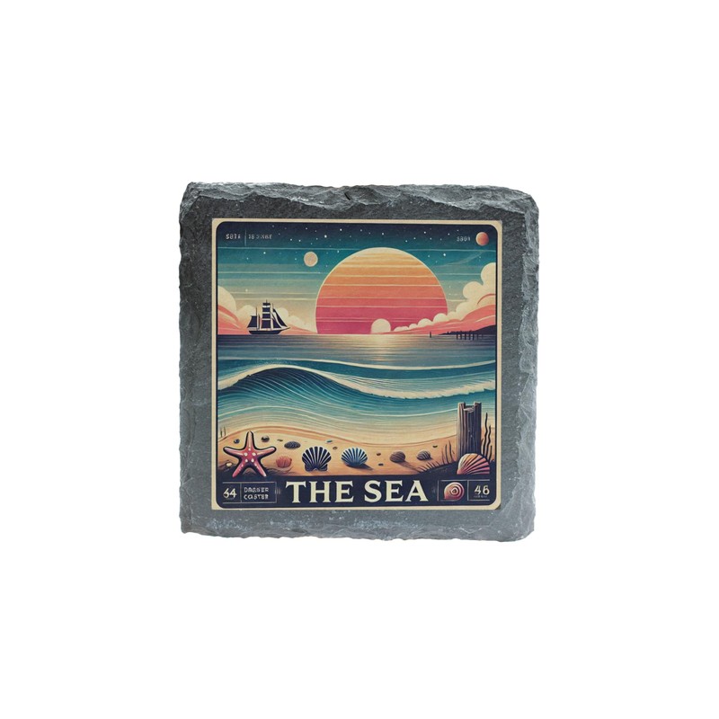 Ocean Sunset Slate Coaster - Nautical Beach Decor for Sea