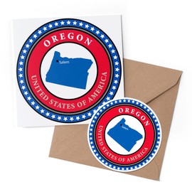 1 x Greeting Card & 10 cm Round Sticker Set - Oregon USA American State Travel - Birthday Thank You Friend Lover Fan Mum Dad Kids #5760