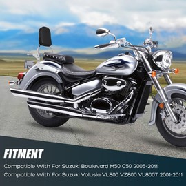 DSISIMO Chrome Backrest Sissy Bar With Luggage Rack Backrest Pad Compatible With For Suzuki Boulevard M50 C50 2005-2011 Volusia VL800 VZ800 VL800T 2001-2011