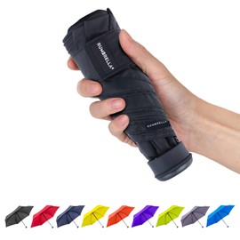 RUMBRELLA 43in Mini Travel Umbrella, UV Pocket Umbrella, Portable Compact Folding Umbrella, Small Light-Weight Waterproof Brolly, Rain and Sun Umbrellas （Black）