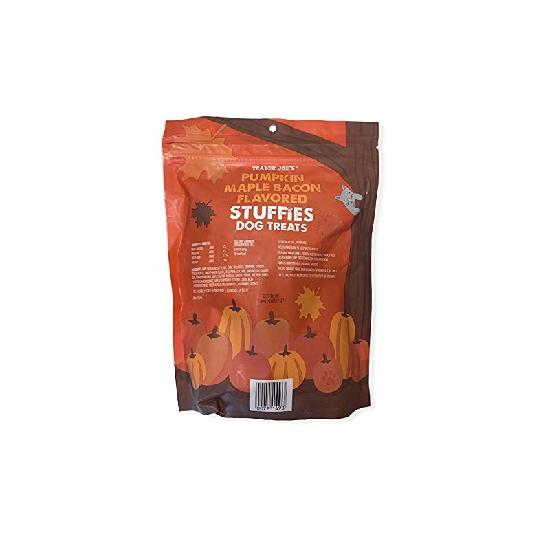 Trader Joe's Pumpkin Maple Bacon Flavored Stuffies Dog Treats (Pack