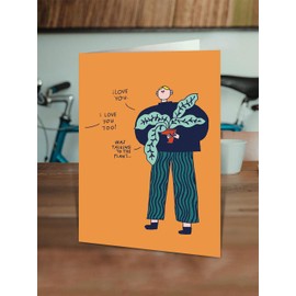 Brainbox Candy - Funny Birthday Card - 'Was Talking To The Plant' - Cute Quirky Illustration - Witty Amusing Birthday Humour - For Him Her Men Women Friends Partner