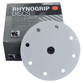 Pack of 50 Eccentric Sanding Discs 9-Hole Diameter 150 mm - White Line - Grit 40 - Sanding Discs 150 Velcro - Pack of 50 Sandpaper Wabrasive - Suitable for Random Orbital Sander - Abrasive Resistant