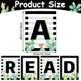 Classroom Decorations Reading Poster for Teachers Cactus Theme Read Sign Bulletin Board and Wall Decor for Preschool, Elementary, Middle School, Daycare, Library