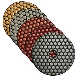 5" Dry Stone Polishing Pads Set (50, 100, 200, 400, 800 Grit) - for Granite, Marble, Concrete Countertops