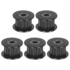 HARFINGTON 5pcs 2GT Idler Pulley 16 Teeth 3mm Bore 13mm Dia. Aluminum Timing Belt for 6mm Width Belt 3D Printer CNC Machine Accessories, Black