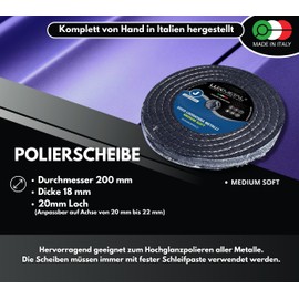 Lux Metal - Polishing Disc 200 mm Cotton Medium for Grinding Stand Double Grinder Drill Cordless Screwdriver Angle Grinder Polishing Discs for Polishing Metal such as Aluminium Stainless Steel for