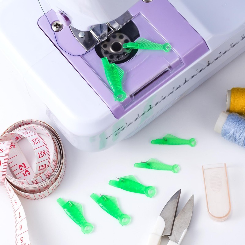 Alpinleux 12 Pcs Fish Type Sewing Machine Needle Threader, Needle