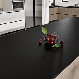 Yenhome 30"X200" Black Brushed Stainless Steel Contact Paper for Appliances Refrigerator Wrap Countertops Cabinet Black Metallic Peel and Stick Wallpaper for Kitchen Backsplash Removable Contact Paper