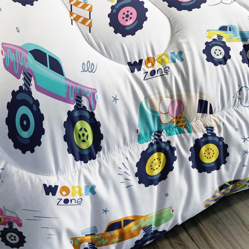 Nttopship Kids Comforter Set for Boys,Cartoon Monster Car 3 Pieces