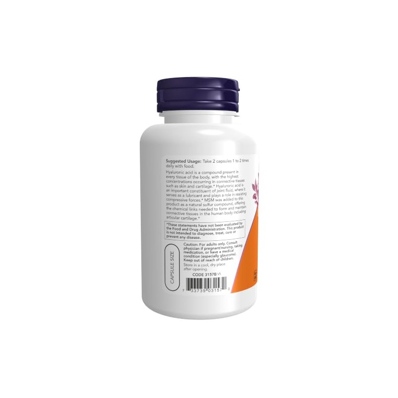 NOW/Hyaluronic Acid with MSM - 120 Veg Capsules/Ácido hialurónico con