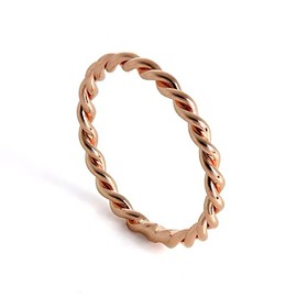 Rose Gold Dipped Sterling Silver Twisted Rope Stacking Ring Size X (Available H - X)