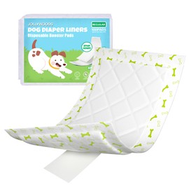 Jollywoods Dog Diaper Liners 100Pcs, Disposable Diapers Inserts for Male & Female Dogs, Booster Pads Fit Reusable Dog Belly Bands, Male Wraps and Period Diapers, Super Absorbent Leakproof (Regular)