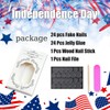 24Pcs Independent Day Press on Nails Short Square 4th of