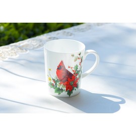 Stechcol Gracie Cardinal Poinsettia 12oz Bone China Mug