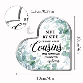 Cousin Gifts for Women, Cousin Birthday Gifts for Women, Heart Acrylic Gifts for Cousins, Best Cousin Ever Gifts, Cousin Birthday Gifts for Cousin Sister, Best Cousin Gifts for Christmas and Weddings