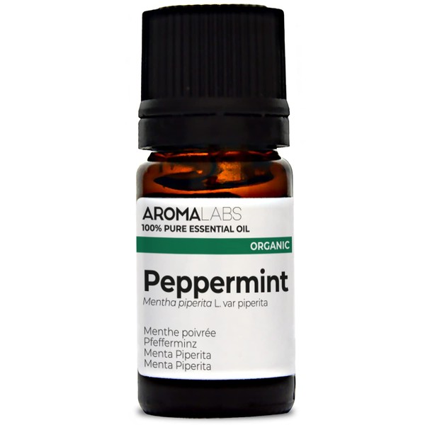 BIO - Peppermint Essential Oil - 5mL - 100% Pure, Natural, Chemotyped and AB Certified - AROMA LABS (French Brand)