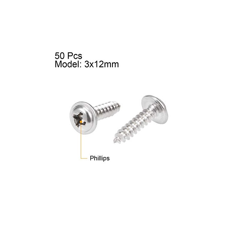 sourcing map Self-Tapping Screws Phillips Head 304 Stainless Steel Connection