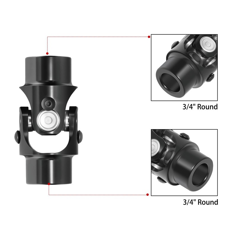 MDRIVEASY 3/4" Round x 3/4" Smooth Round Black Steering Shaft