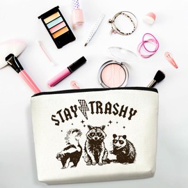 CSHVJ 4PCS Raccoon Makeup Bag Funny Sarcastic Humor Cosmetic Bag Animal Raccoon Gifts for Women Friends Coworkers Mom Sisters Bestie Christmas Birthday Gifts Travel Toiletry Bags