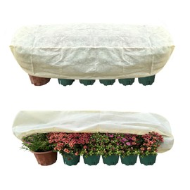 DINGBAI Plant Cover Freeze Protection, Winter Plant Covers, Plant Frost Cover, Tree Plant Freeze Protection Covers, Planter Plant Winter Frost Blanket with Zip Drawstring,2 Pack (59x17.7x15.7INCH)