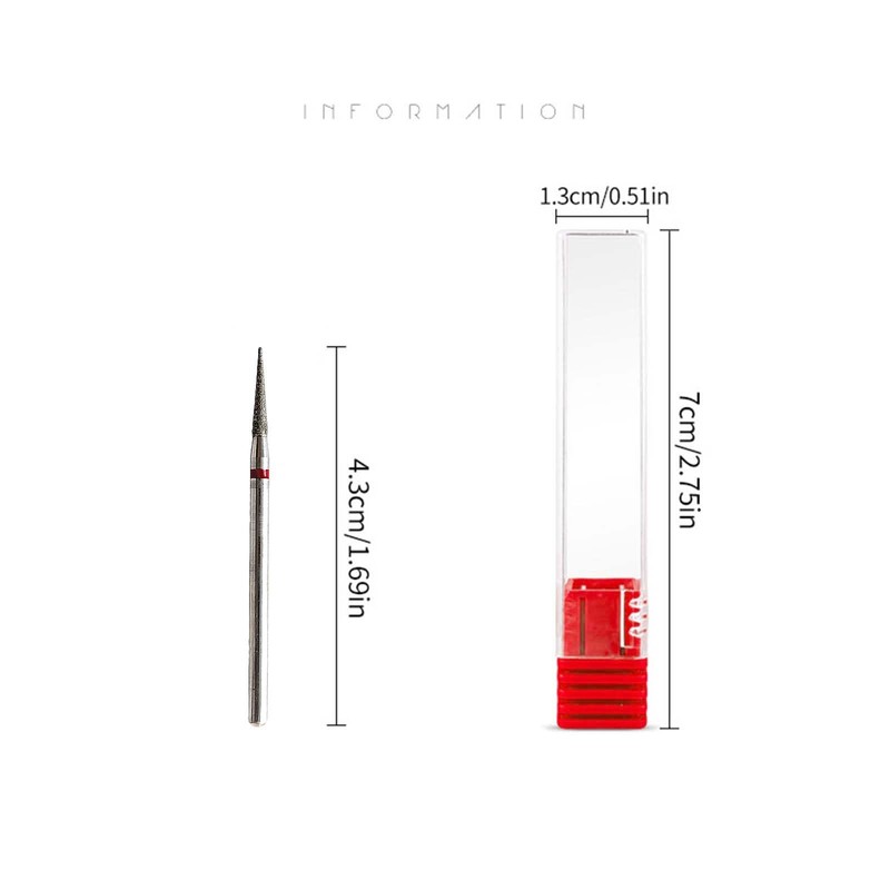 CHOOSE-IT Professional Diamond Nail Drill Bits for Russian Manicure, Pointy