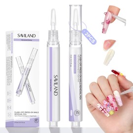 SAVILAND Advanced Press-On Nail Remover Pens:10S Easy Removal Nail Glue Remover Pens,2pcs Click & Remover, Nail Glue Remover for Press-On Nails, Fake Nail Remover Pen for Plant Origin and Party Nails