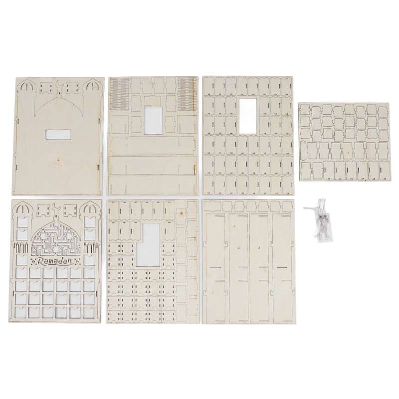 Wooden Ramadan Calendar 30 Storage Drawers LED Light Decorative DIY