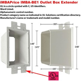 iMBAPrice IMBA-BE1-5 (UL Listed) 1-Gang Non-Metallic Electrical Power Outlet Box Extender for Power Switch Receptacles Accessories, 5-Pack