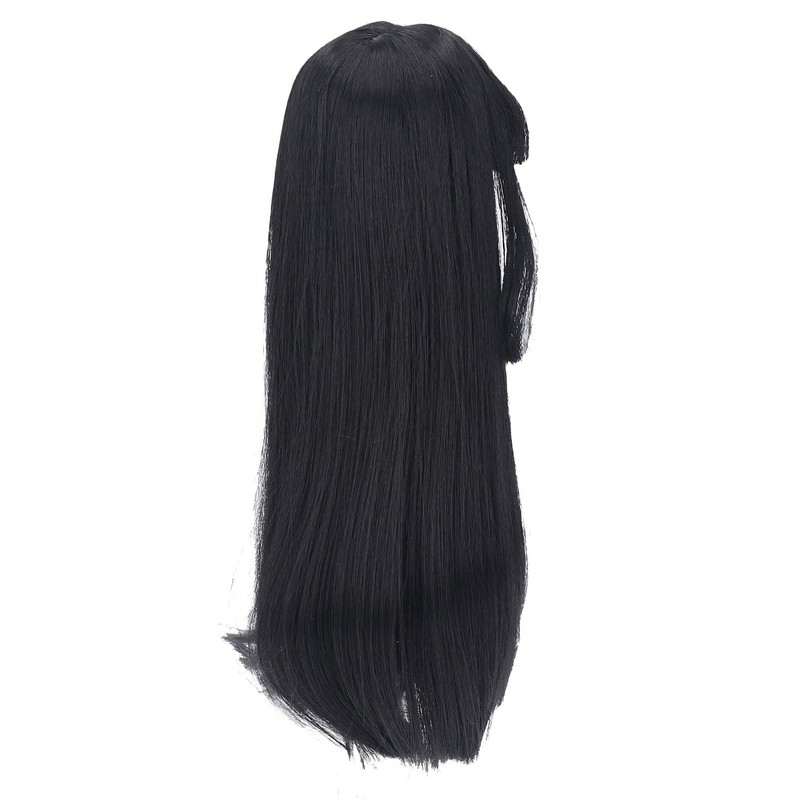 Black Doll Hair Soft Flexible Thick Hair with Bangs for