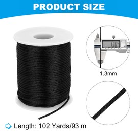 MECCANIXITY Nylon String Cord 1.3mm x 102 Yards Macrame Rope Braided Thread Twine String Smooth Beading Cord for Jewelry Making Supplies, DIY Craft, Black