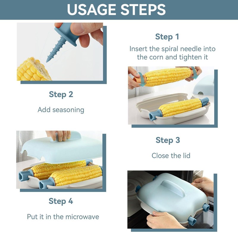 Microwave Corn Steamer with Lid, Microwave Corn Steaming Box Plastic
