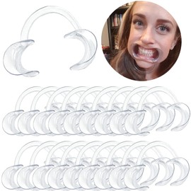 30-Pack Dental Cheek Retractor, Professional Autoclavable Mouth Opener Retractors, 100% BPA-Free, for Dentist, Teeth Whitening, Party, Mouthguard Challenge Game - Size M, Clear