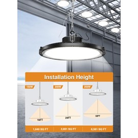 UFO LED High Bay Light 250W 6 Pack ,37500LM 5000K IP65 with 5FT US Plug