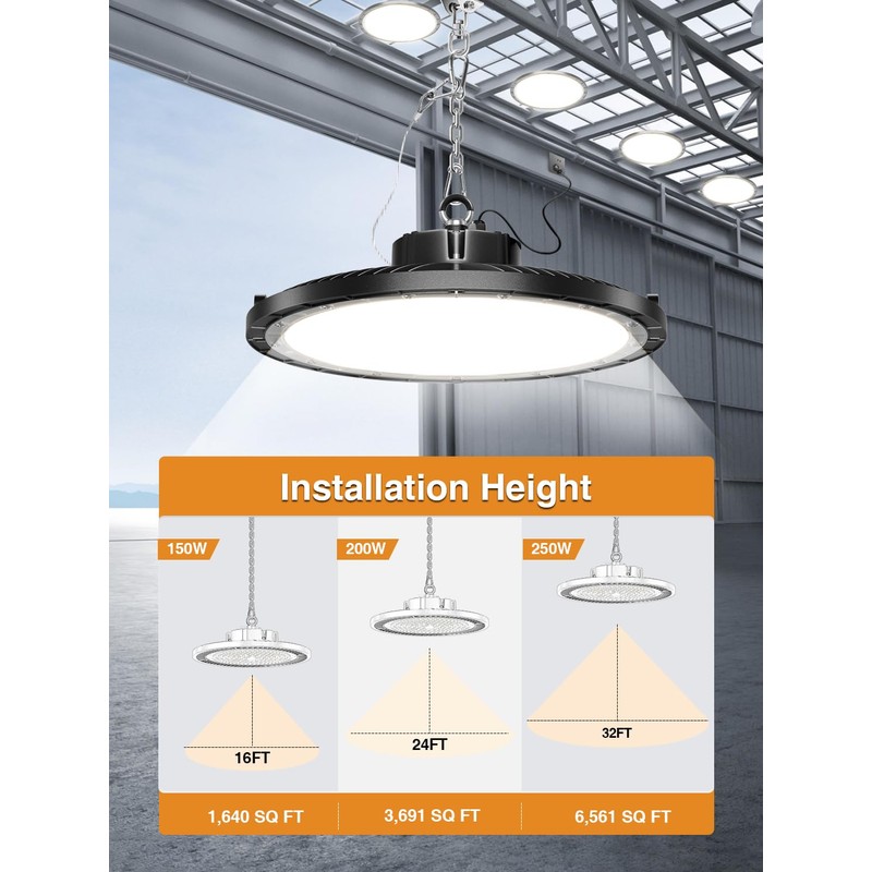 UFO LED High Bay Light 250W 6 Pack ,37500LM 5000K