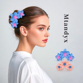 Mtandyx Hair Clips for Women,Fashion Cute Hair Clips,Her Gift-Hair Accessories,4.3 Inch Large Hair Claw Clips for Women,Claw Clip for Thick Hair,2Pcs Flower Hair Clips Blue/Pink