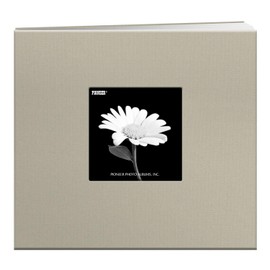 Pioneer 8-Inch by 8-Inch Postbound Fabric Frame Cover Memory Book, Biscotti Beige
