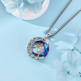 JERWLI Gymnastics Necklace for Women 925 Sterling Sliver Dance Crystal Pendant Necklace Gymnastics Jewelry Gifts for Women, Medium, Sterling Silver, No Gemstone
