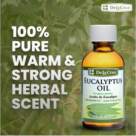 De La Cruz Eucalyptus Essential Oil Aromatherapy for Diffuser or Humidifier 100% Pure Steam Distilled Eucalyptus Globulus - 2 Fl Oz (Pack of 6)